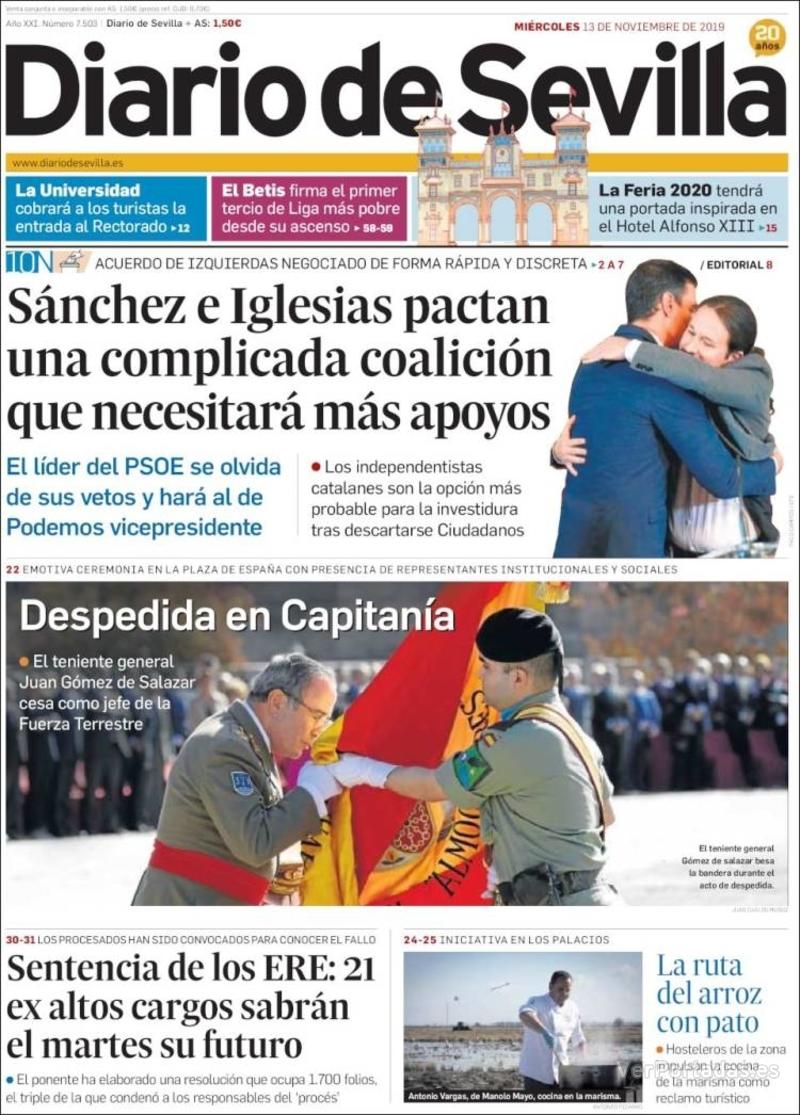 Portada Diario de Sevilla 2019-11-14