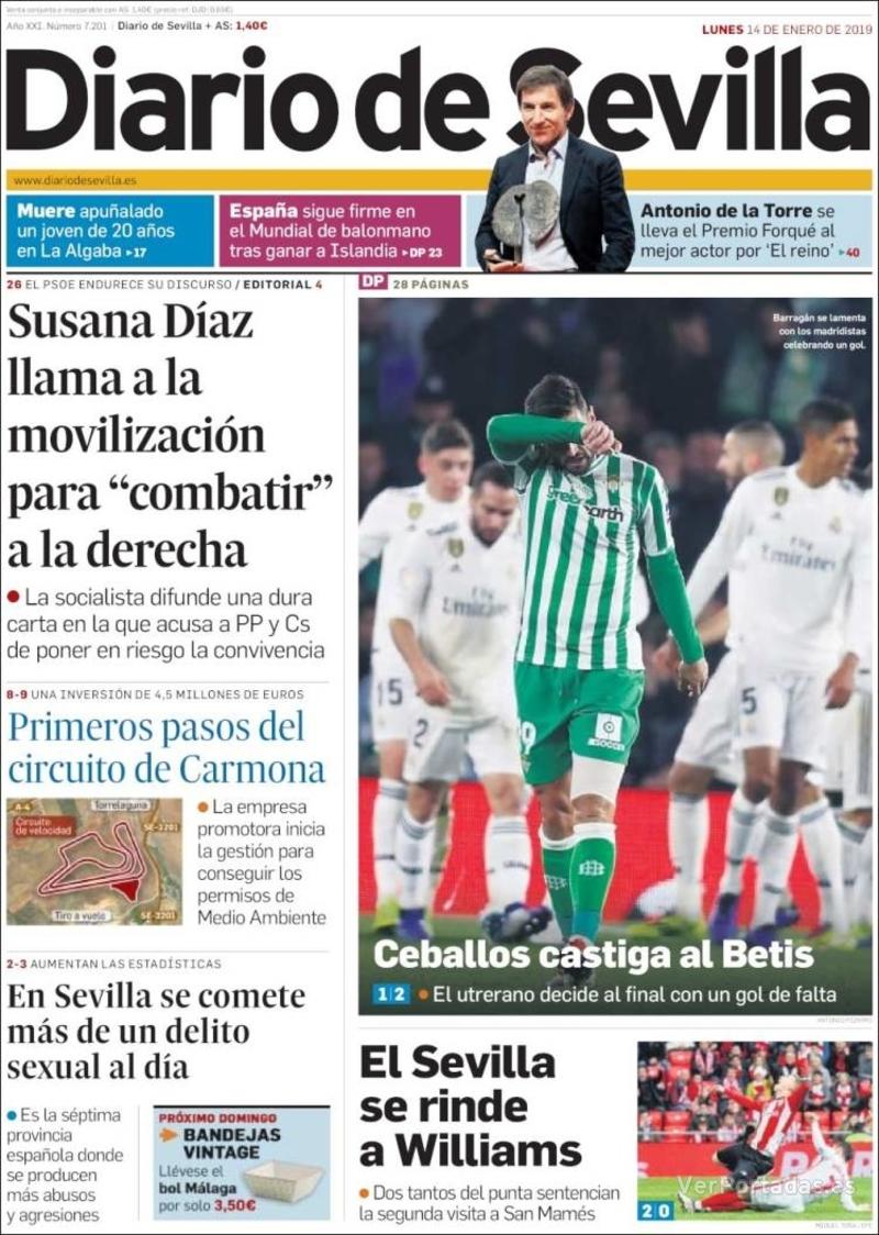 Portada Diario de Sevilla 2019-01-15