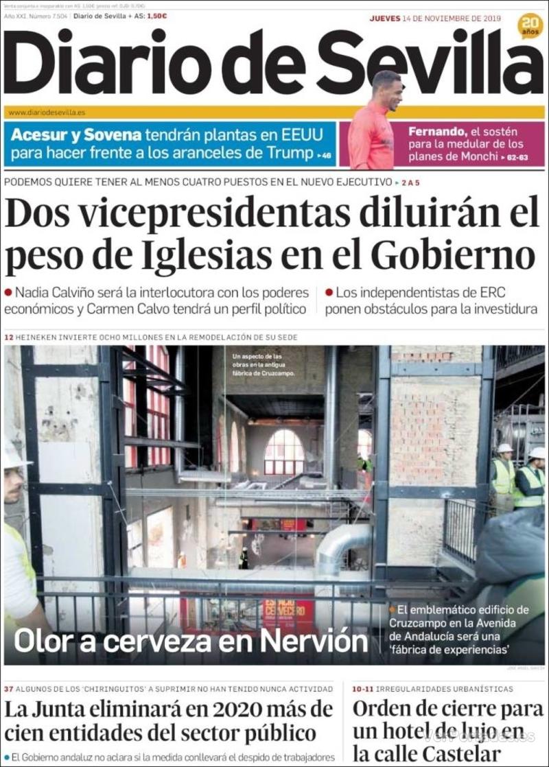 Portada Diario de Sevilla 2019-11-15