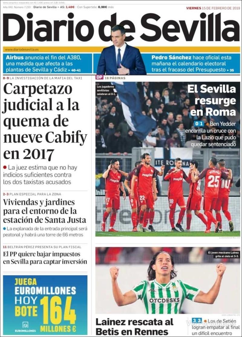 Portada Diario de Sevilla 2019-02-16