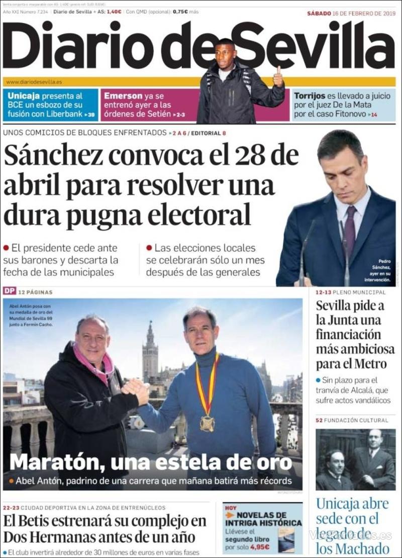 Portada Diario de Sevilla 2019-02-17