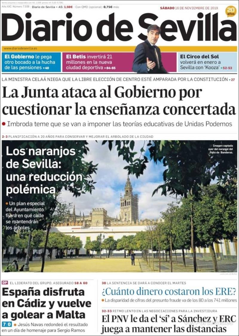 Portada Diario de Sevilla 2019-11-17
