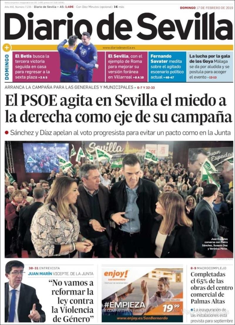 Portada Diario de Sevilla 2019-02-18