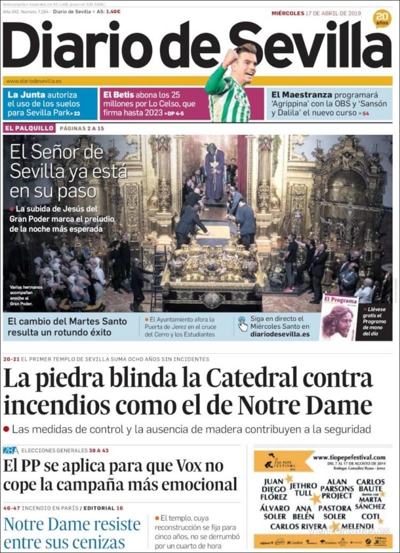 Portada Diario de Sevilla 2019-04-18