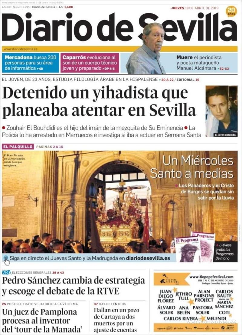 Portada Diario de Sevilla 2019-04-19