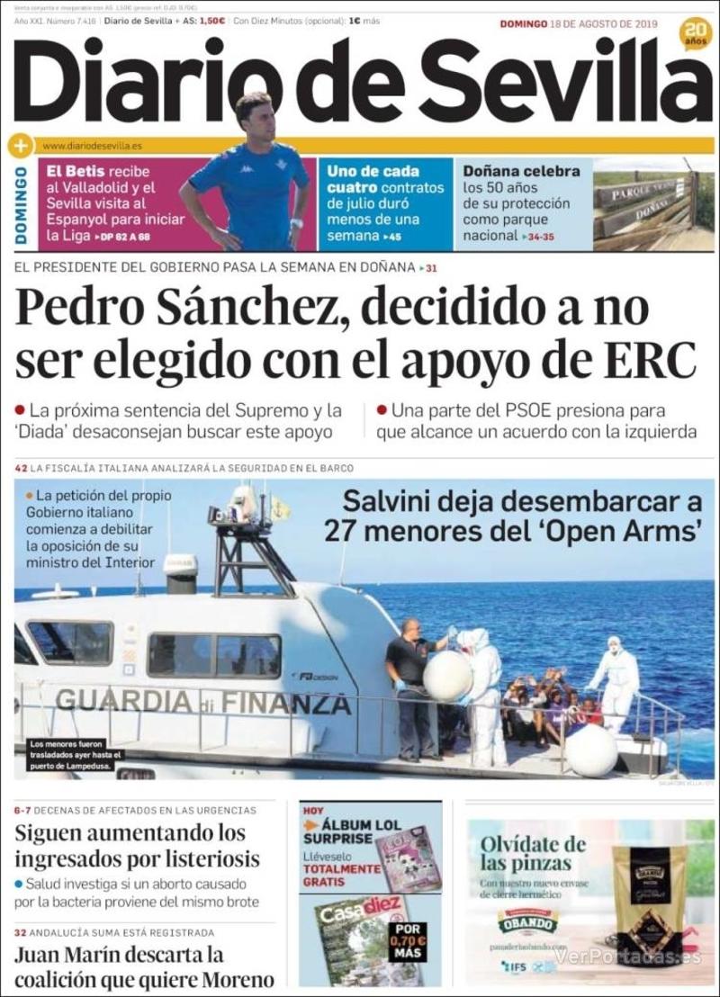 Portada La Voz de Galicia 2019-08-18