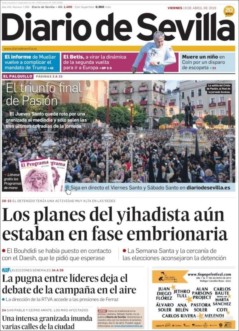 Portada Diario de Sevilla 2019-04-21