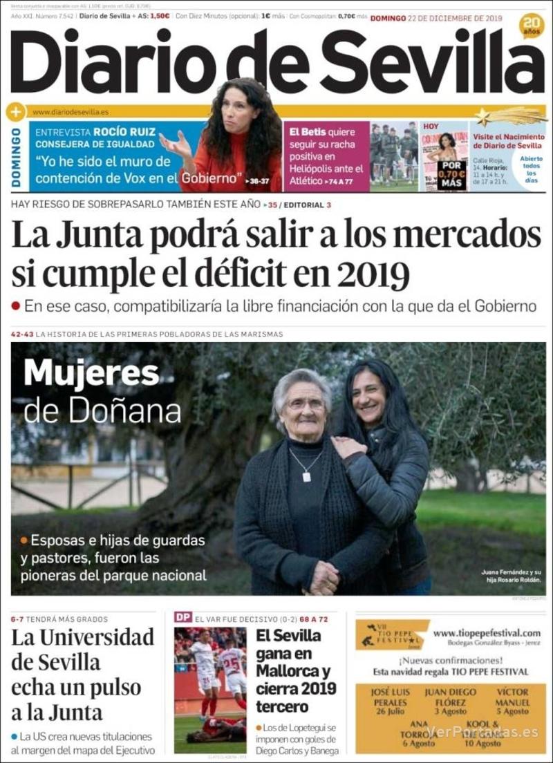 Portada Diario de Sevilla 2019-12-23
