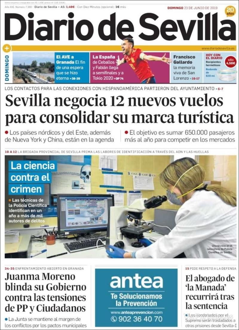 Portada Diario de Sevilla 2019-06-24