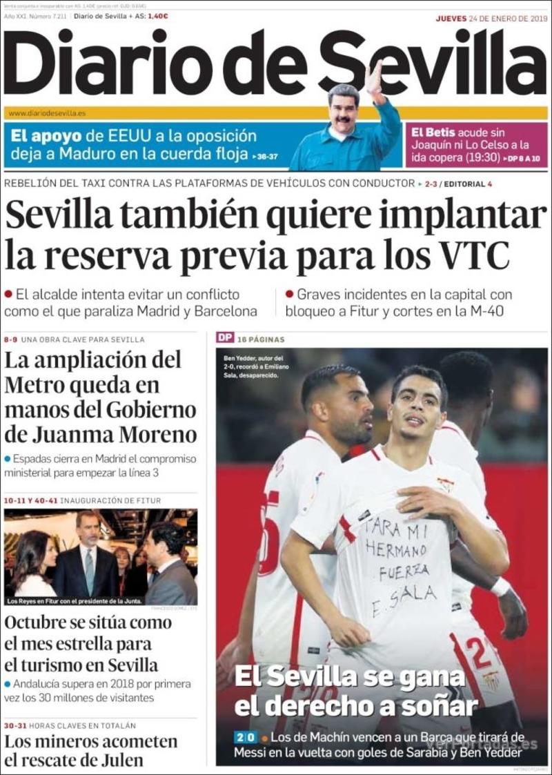 Portada Diario de Sevilla 2019-01-25