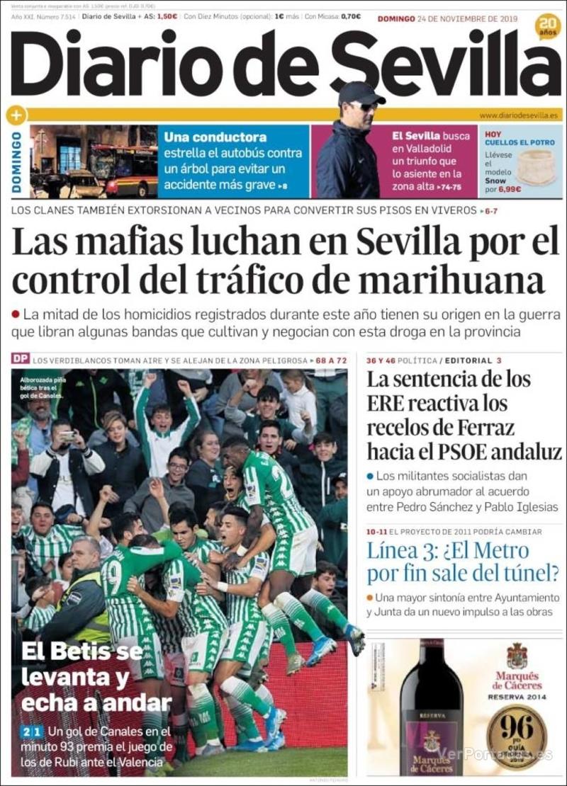Portada Diario de Sevilla 2019-11-25