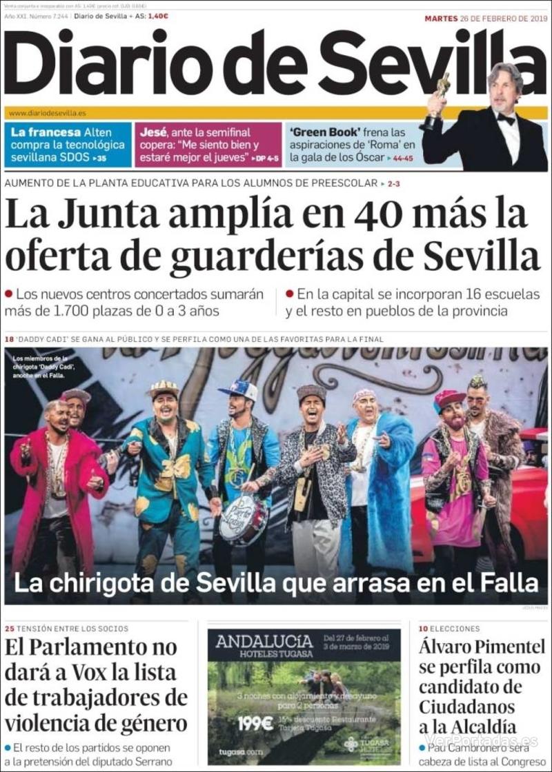 Portada Diario de Sevilla 2019-02-27