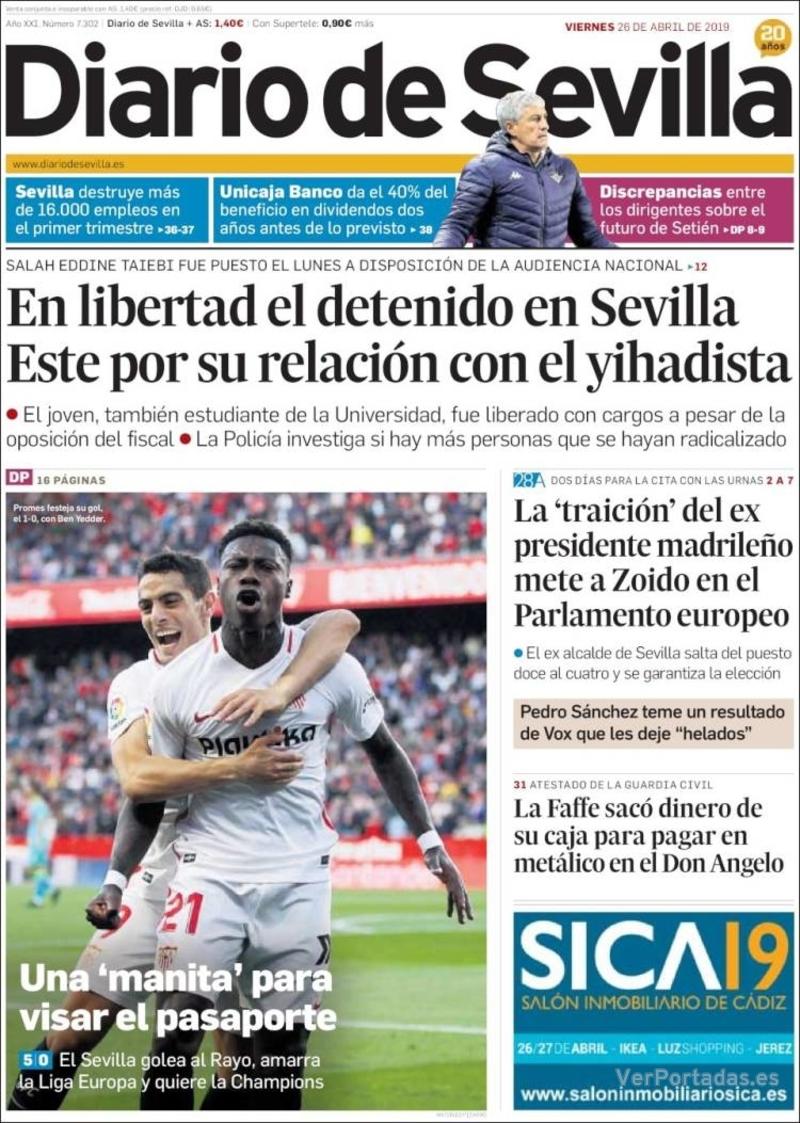 Portada Diario de Sevilla 2019-04-27