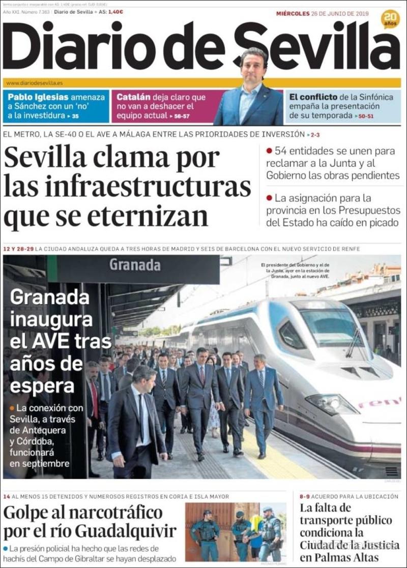 Portada Diario de Sevilla 2019-06-27