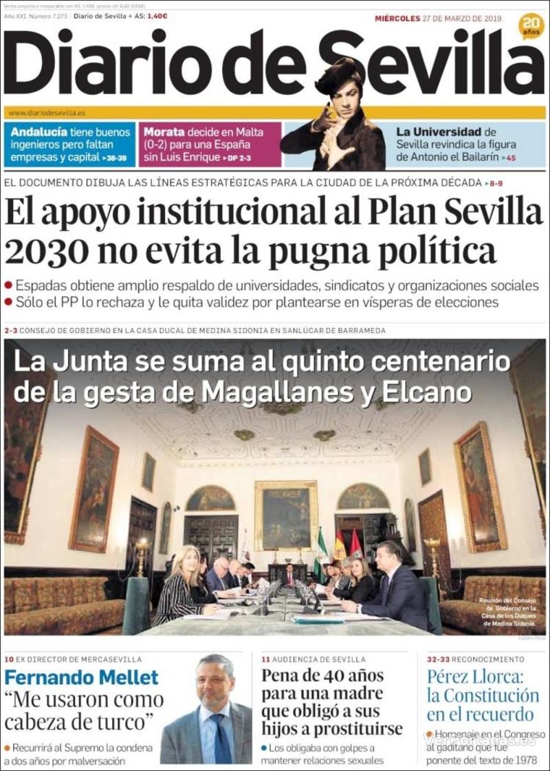 Portada Diario de Sevilla 2019-03-29