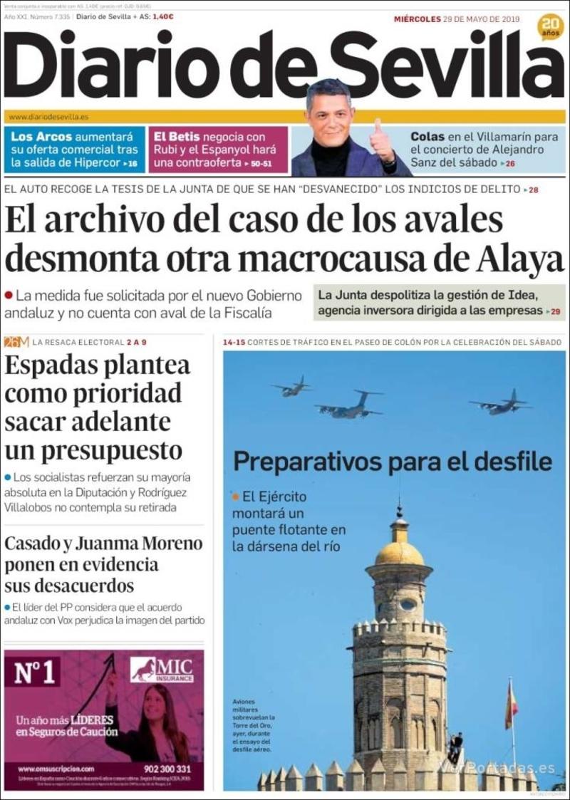 Portada Diario de Sevilla 2019-05-30