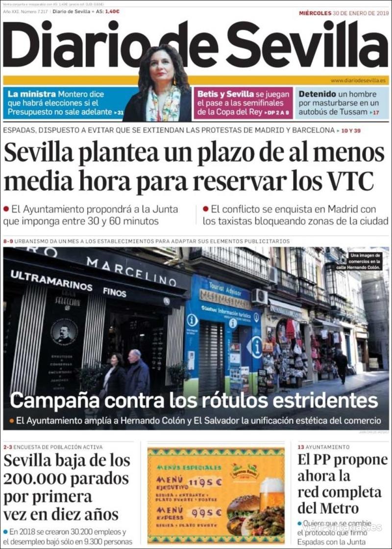 Portada Diario de Sevilla 2019-01-31