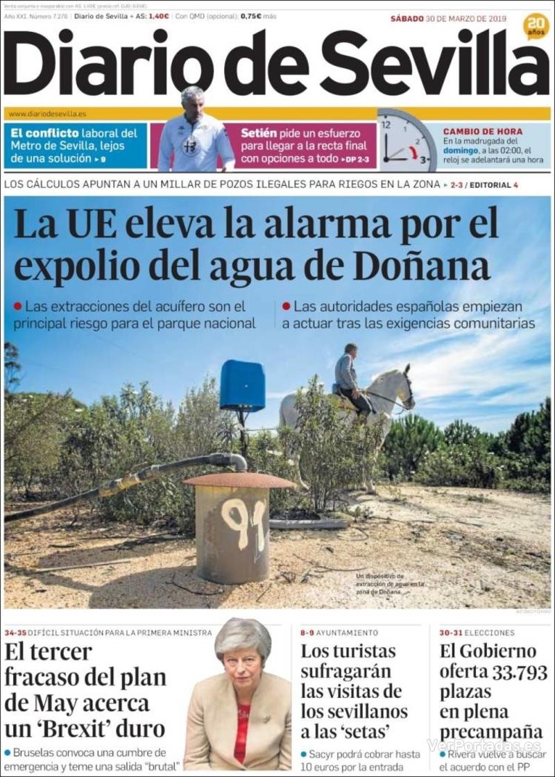 Portada Diario de Sevilla 2019-03-31