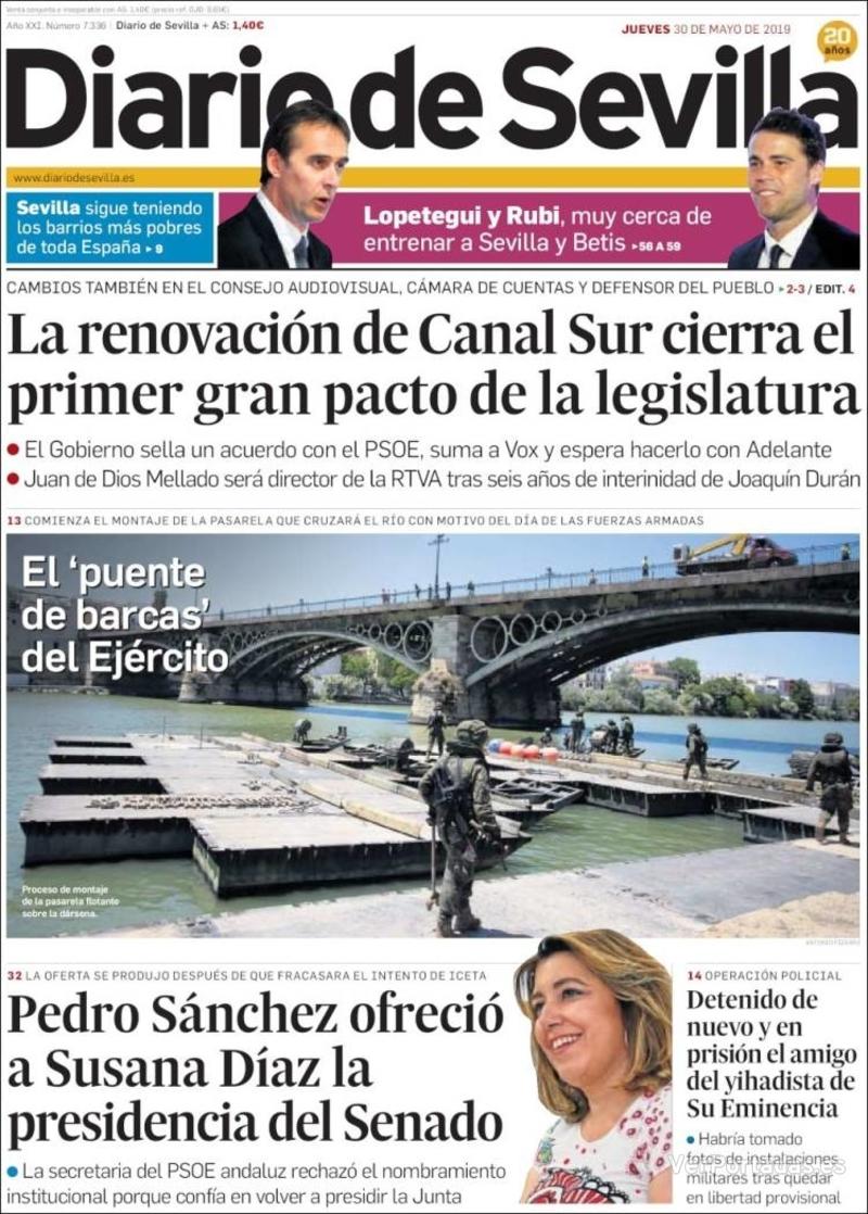 Portada Diario de Sevilla 2019-05-31