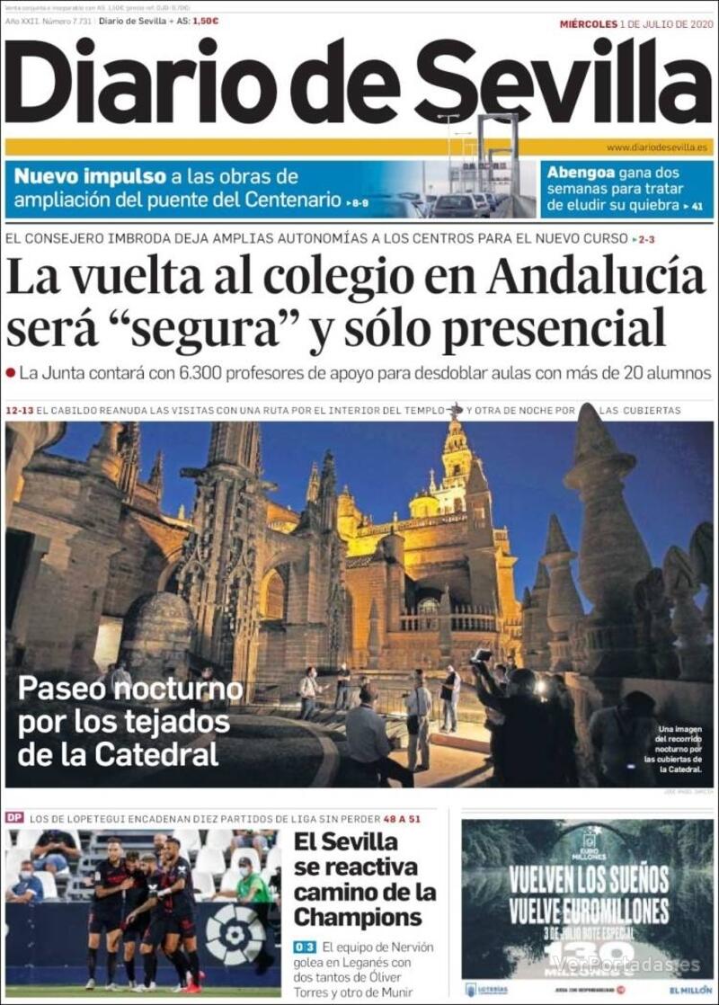 Portada Diario de Sevilla 2020-07-02