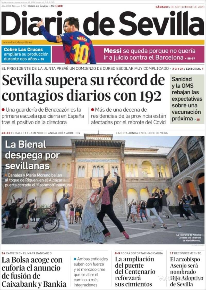 Portada Diario de Sevilla 2020-09-06