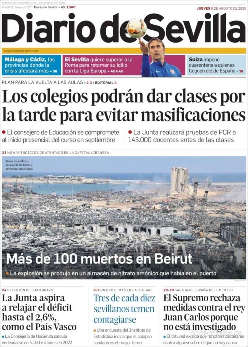 Portada Diario de Sevilla 2020-08-07