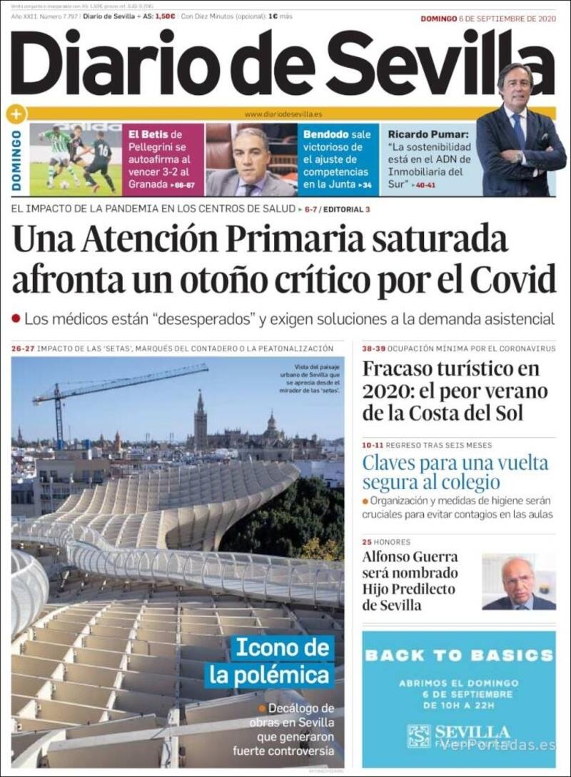 Portada Diario de Sevilla 2020-09-07