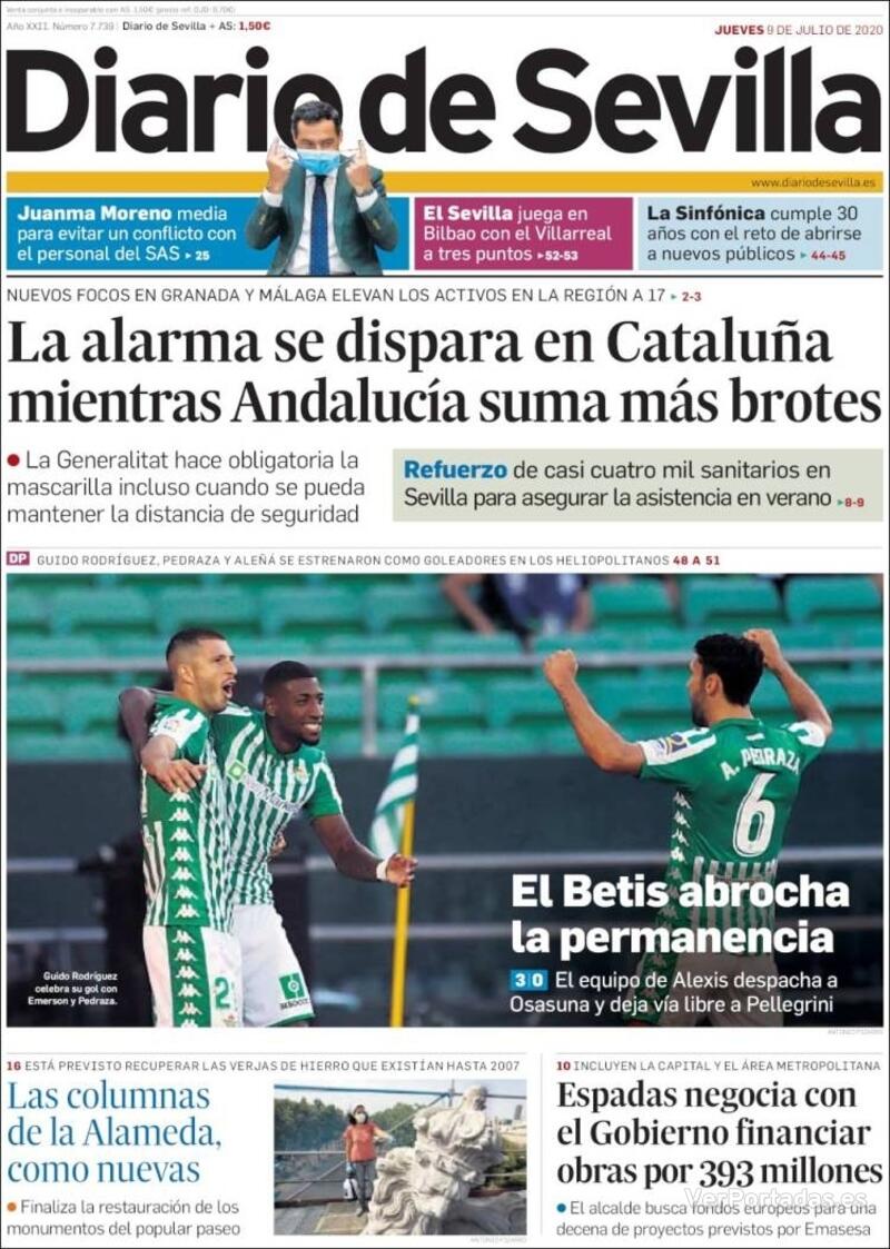 Portada Diario de Sevilla 2020-07-10