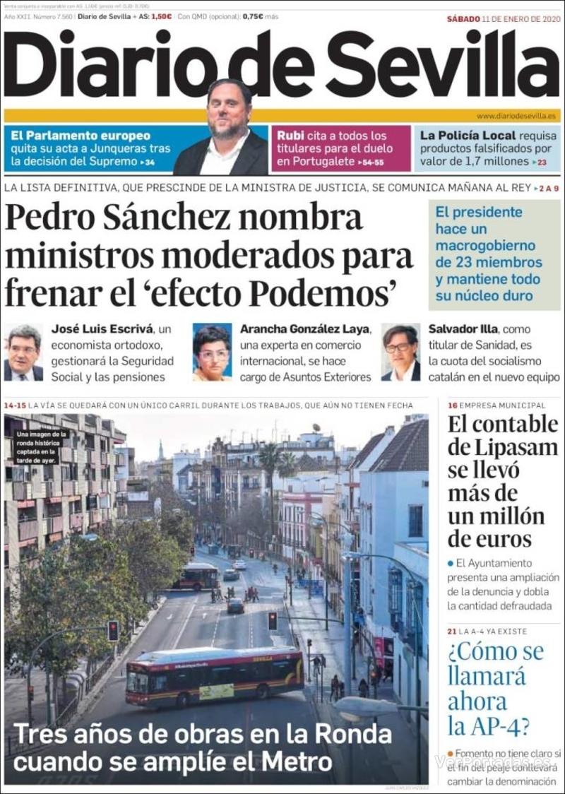 Portada Diario de Sevilla 2020-01-12
