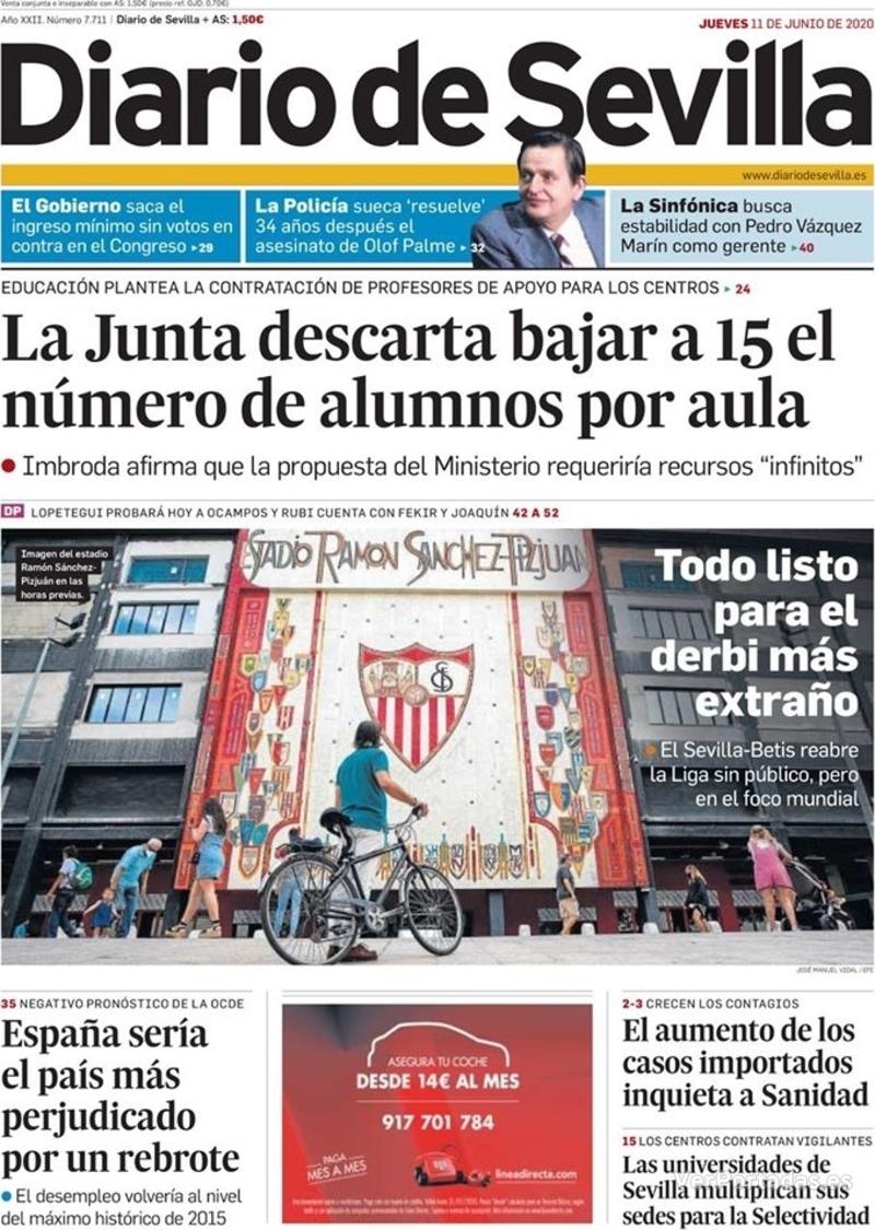Portada Diario de Sevilla 2020-06-12