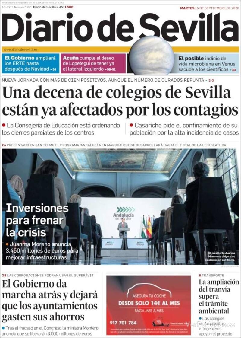 Portada Diario de Sevilla 2020-09-16