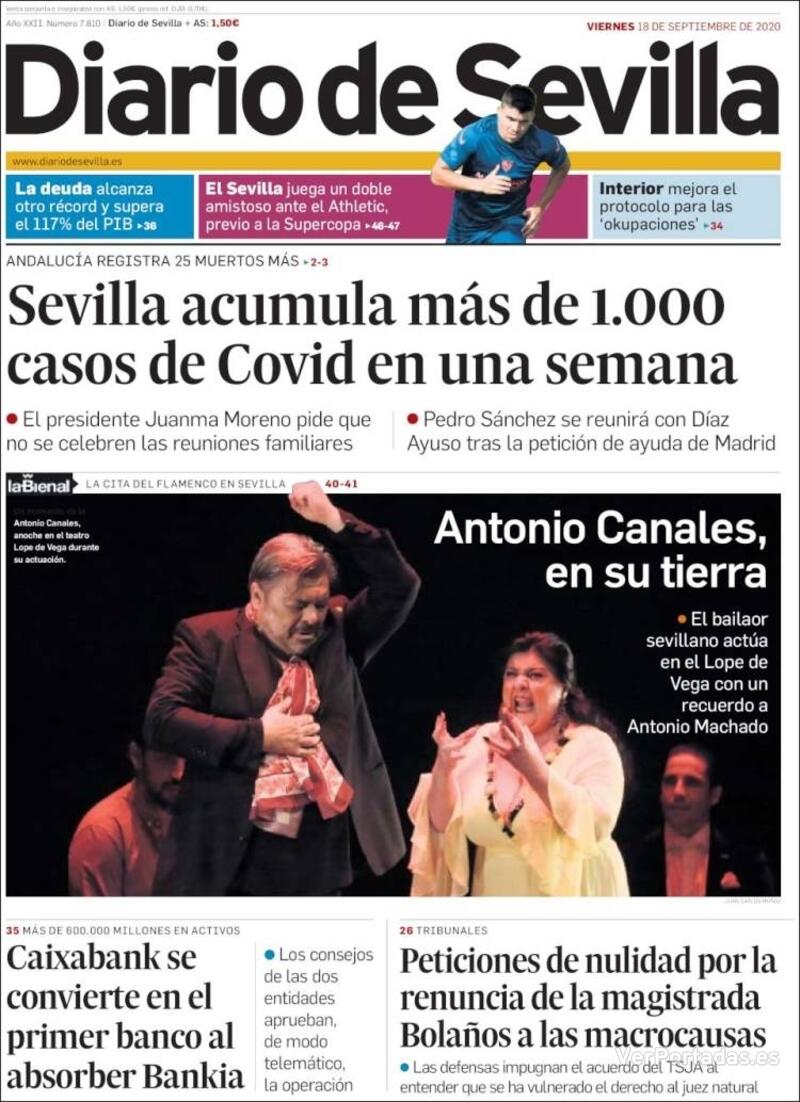 Portada Diario de Sevilla 2020-09-19