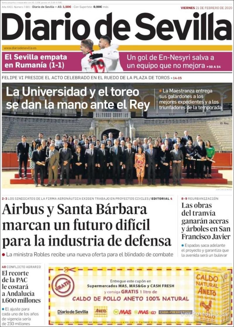 Portada Diario de Sevilla 2020-02-22