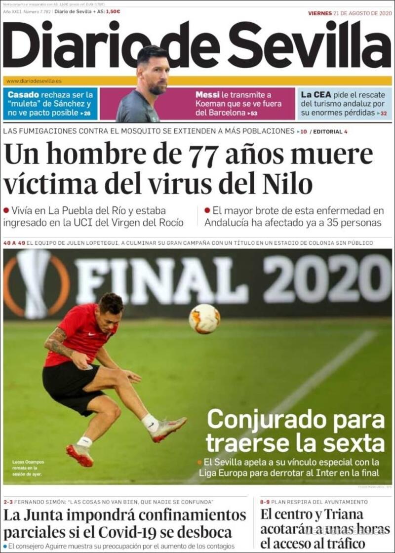Portada Diario de Sevilla 2020-08-22