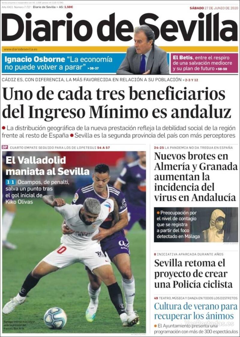 Portada Diario de Sevilla 2020-06-28