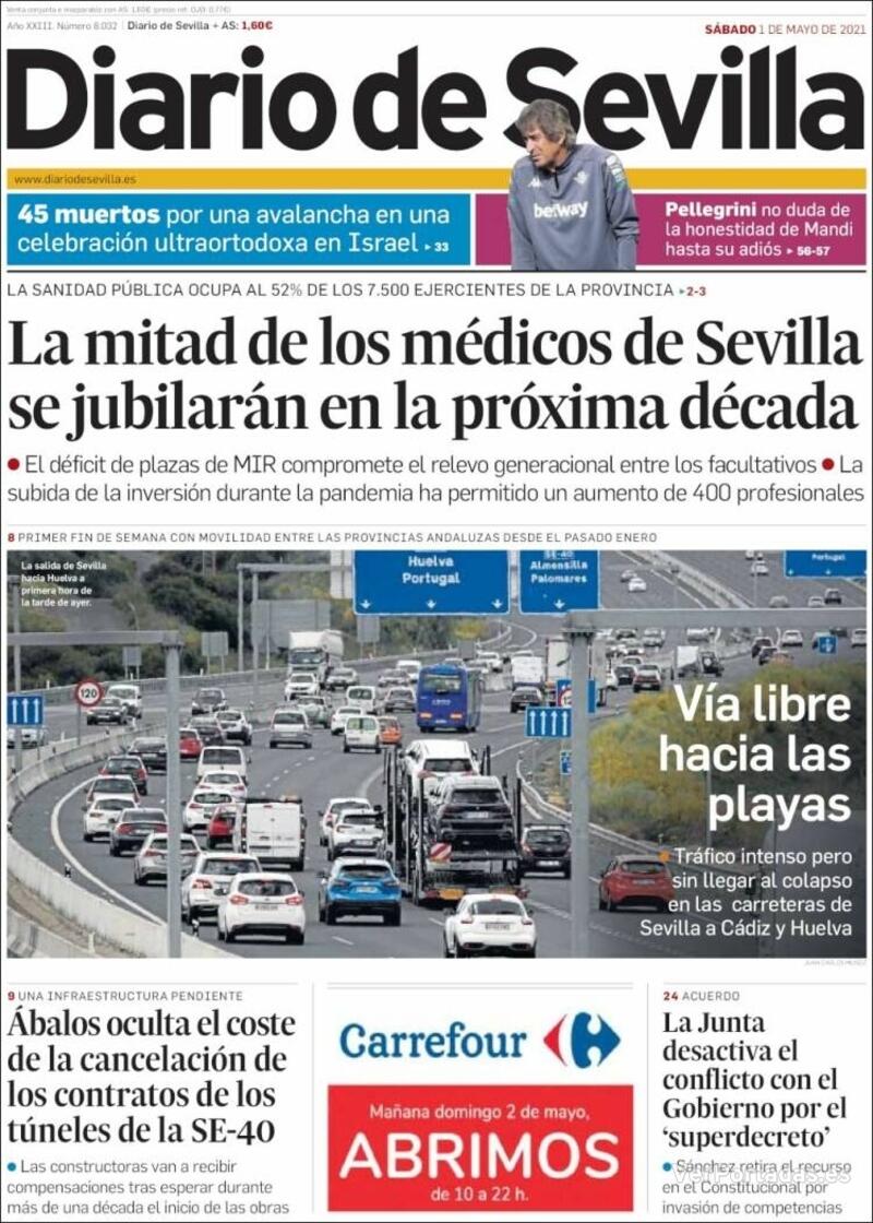 Portada Diario de Sevilla 2021-05-02