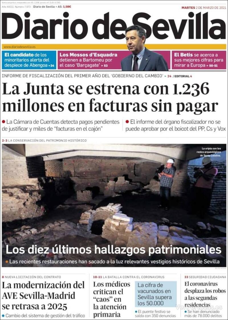 Portada Diario de Sevilla 2021-03-03