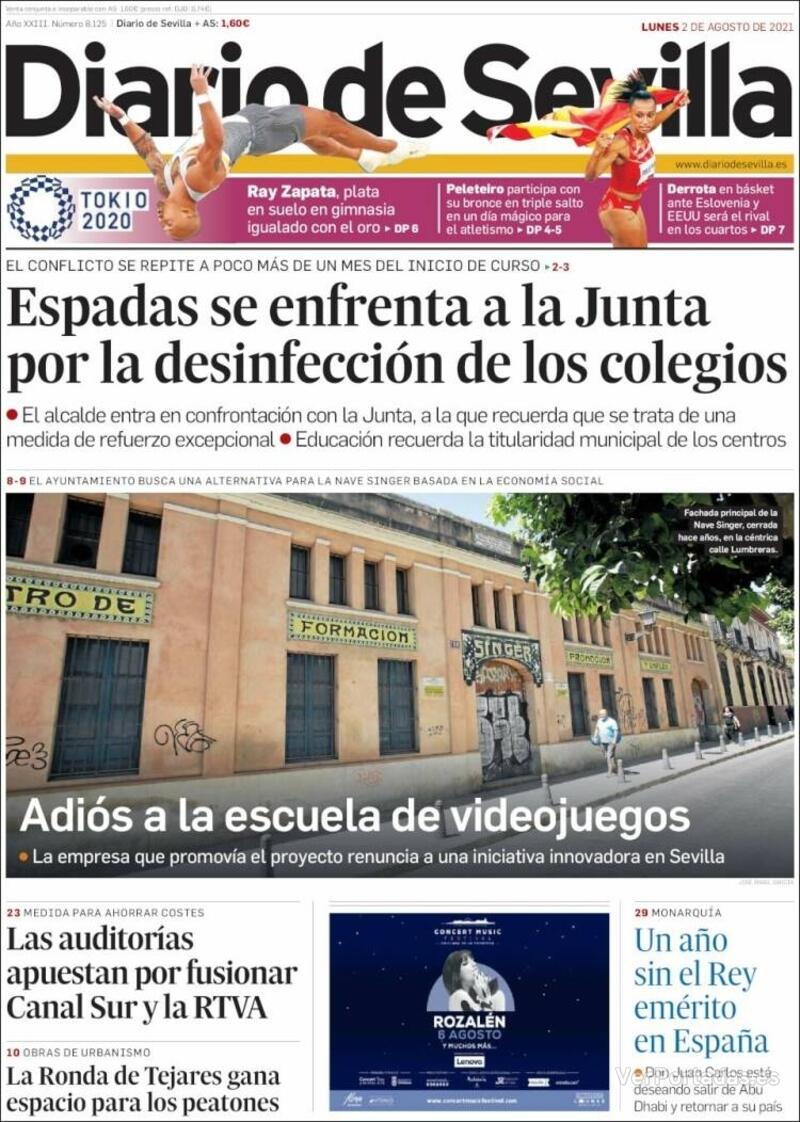 Portada Diario de Sevilla 2021-08-03
