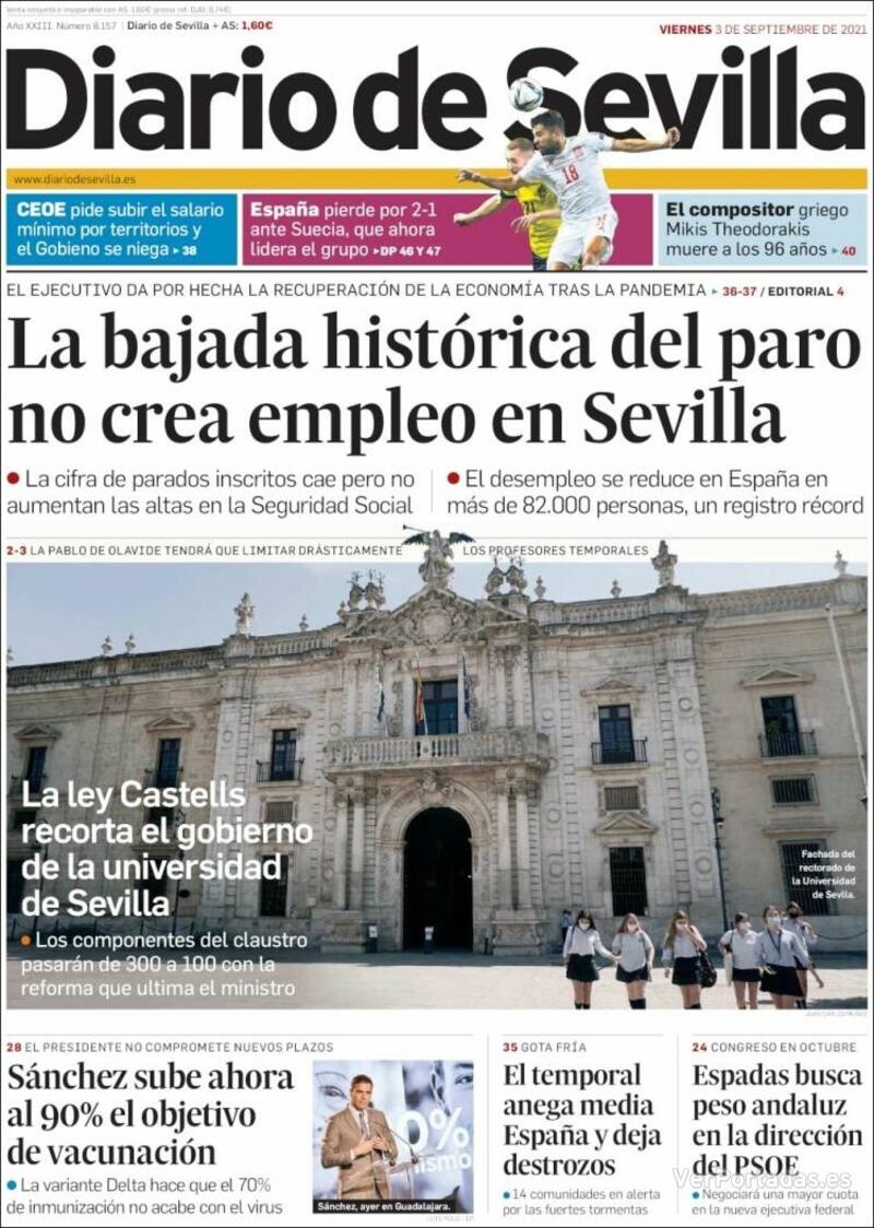 Portada Diario de Sevilla 2021-09-04