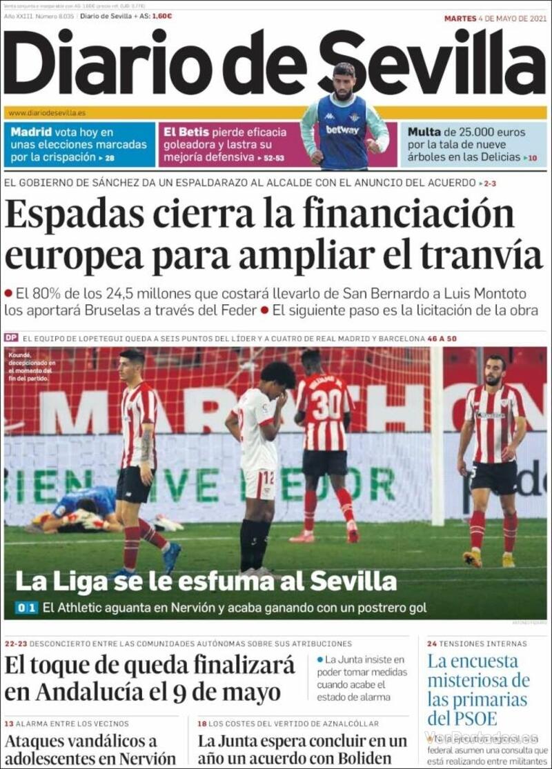 Portada Diario de Sevilla 2021-05-05