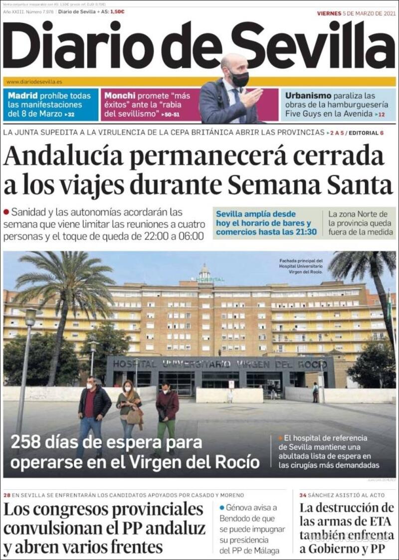 Portada Diario de Sevilla 2021-03-06