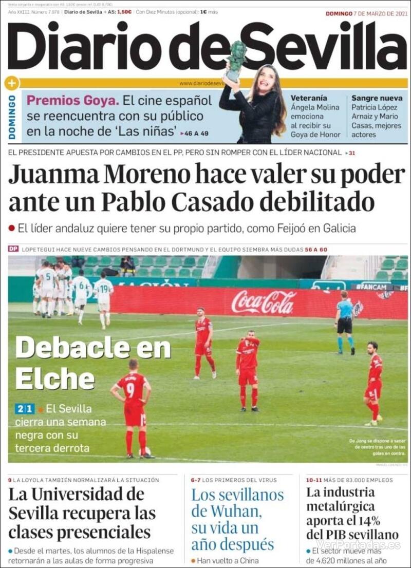 Portada Diario de Sevilla 2021-03-08