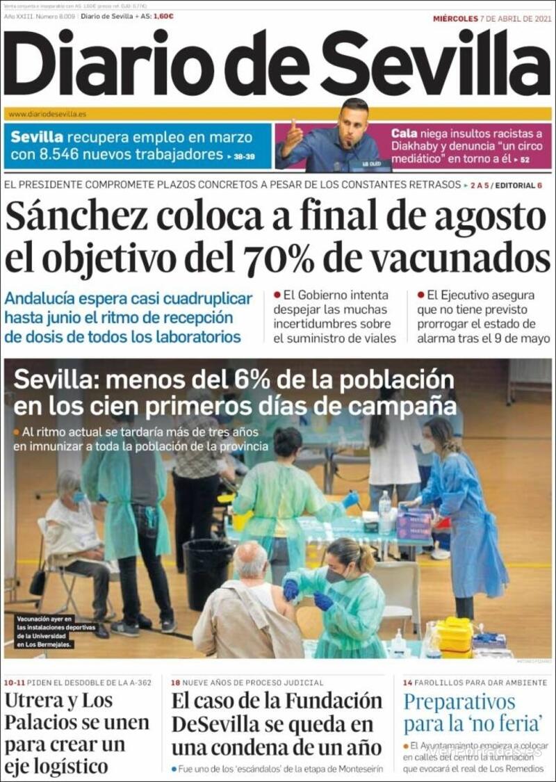 Portada Diario de Sevilla 2021-04-08