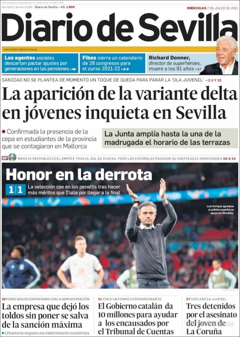 Portada Diario de Sevilla 2021-07-08