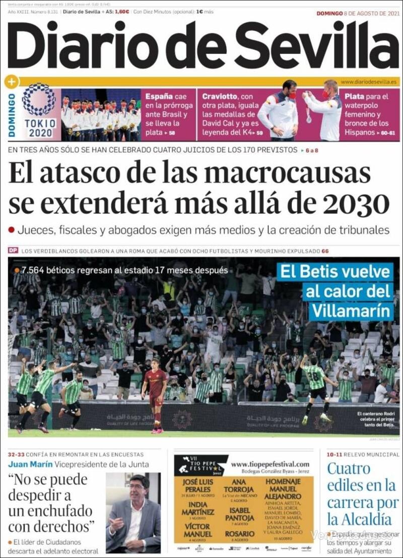 Portada Diario de Sevilla 2021-08-09