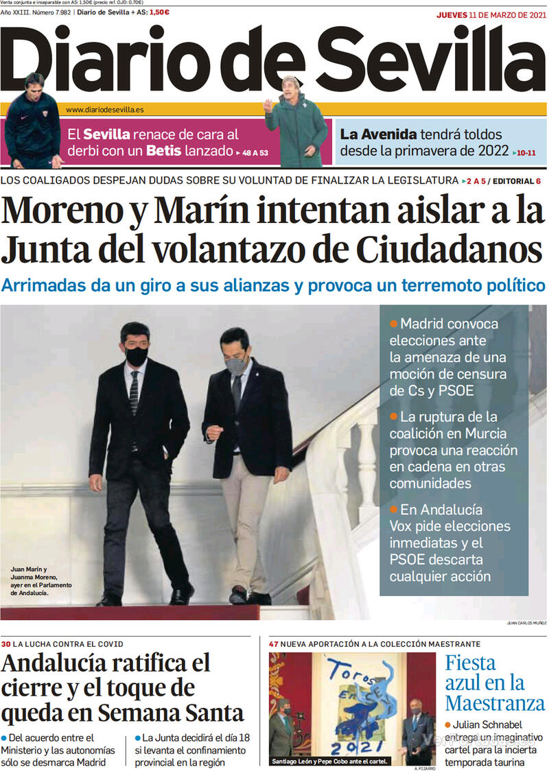 Portada Diario de Sevilla 2021-03-12