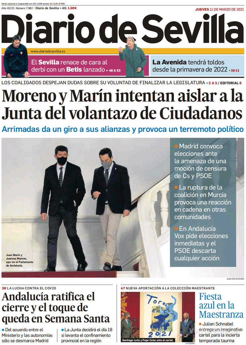 Portada Diario de Sevilla 2021-03-14