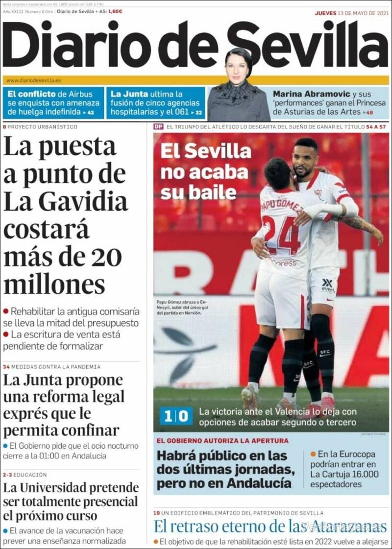Portada Diario de Sevilla 2021-05-14