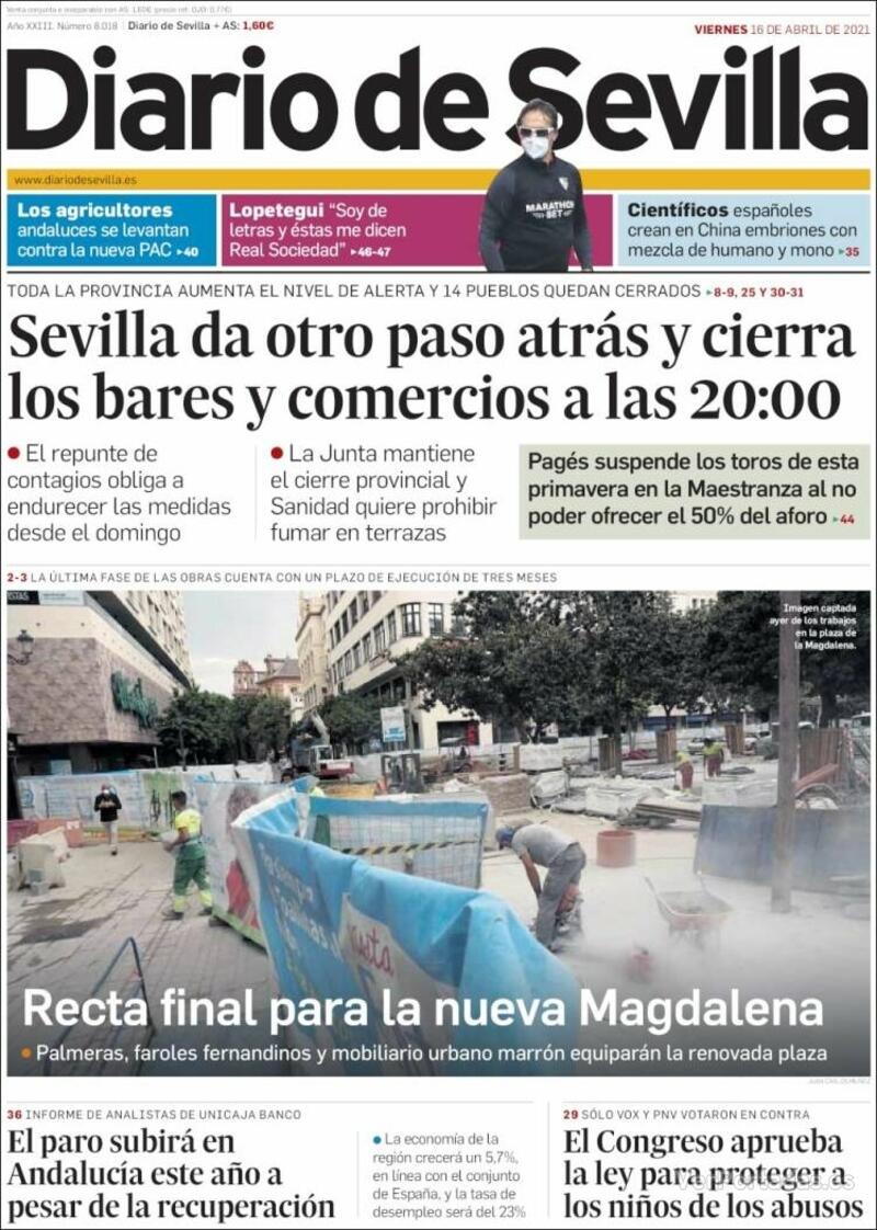Portada Diario de Sevilla 2021-04-17