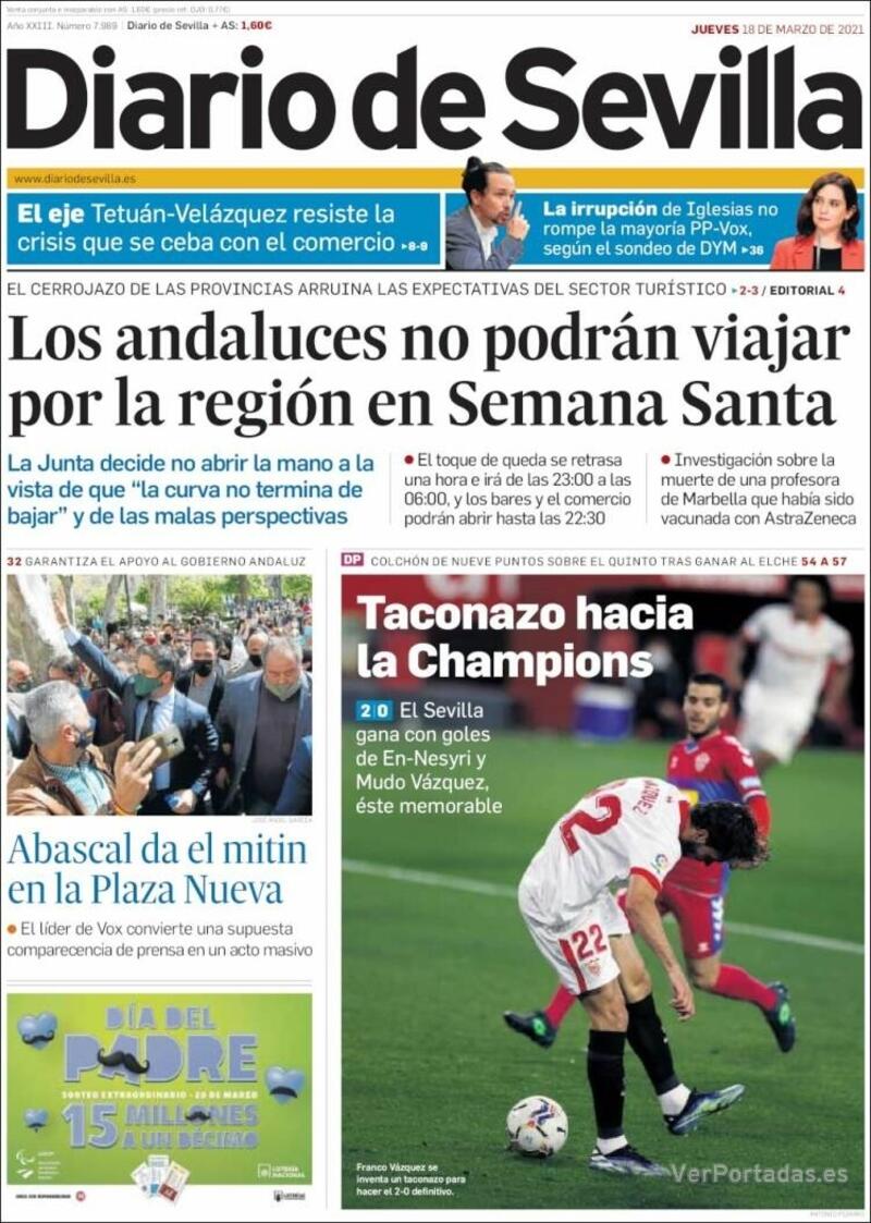 Portada Diario de Sevilla 2021-03-19
